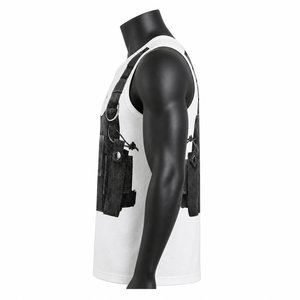 Camiseta sin mangas táctica de estilo chaleco para hombre, ropa de calle personalizada, camisa sin mangas de algodón para fitness y gimnasio, ropa de moda OEM - Product Image 4