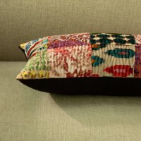 Housse de coussin personnalisable faite à la main, style bohème, en polyester/coton, patchwork brodé Kantha, fermeture éclair, vente en gros