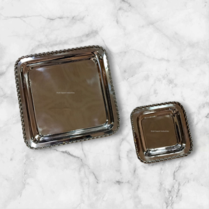 Assiettes de service en métal aspect royal pour la maison et les hôtels Collations aux fruits secs de table Plateaux de service alimentaires polyvalents - Product Image 1