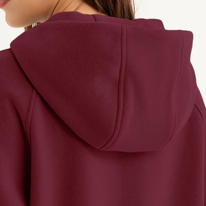 Personnalisable Vêtements pour Femmes Zipper Hoodies Coton Polaire Surdimensionné À Manches Longues Contraste Zip Solide Couleur Femmes Hoodies Street Style - Product Image 5