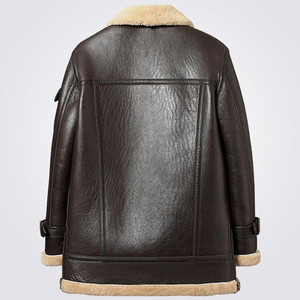 Premium Quality Breathable Winter Mens Brown <b>Sheepskin</b> Shearling Long Coat Leather Coats High Quality Fur <b>Jacket</b> for man - Product Image 4