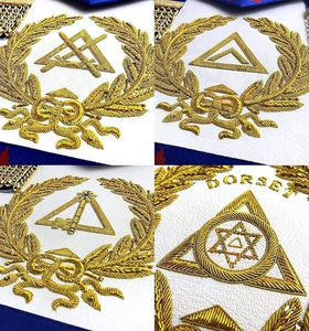 Tablier maçonnique Royal Arch Grand Chapter (cuir d'agneau/cuir synthétique) brodé, à coudre, rembourrage arrière doux importé, personnalisable - Product Image 6