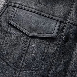 Gilets pour hommes Gilet en cuir de créateur Gilet de motard en cuir pour hommes avec épaule Gilet en cuir Veste sans manches Manteau - Product Image 5