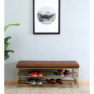 Melly-Banco metálico para zapatos con asiento para uso en sala de estar - Product Image 1