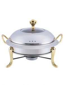 Réchaud en acier inoxydable à couvercle roulant avec couvercle incurvé élégant et finition polie miroir parfait pour la présentation de banquet à l'hôtel - Product Image 1