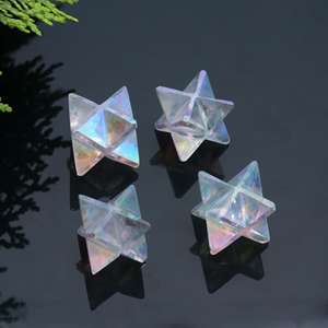 Boucles d'oreilles en cristal améthyste merkaba, étoile lune et étoile, obsidienne noire anti-boursouflure, cristal merkaba-de-plata obsidienne 925 - Product Image 6