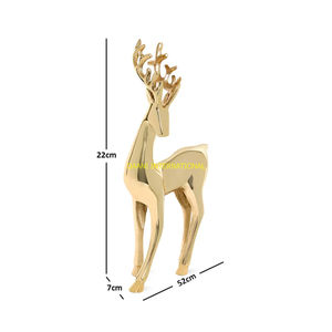 Estatuilla de ciervo dorado de aluminio, estatua de Reno moderna alta, escultura de Animal hecha a mano elegante, decoración decorativa de lujo para el hogar - Product Image 5
