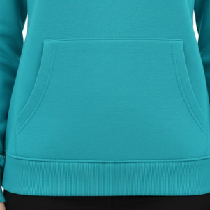 เสื้อฮู้ดดี้ผ้าฝรั่งเศสเทอร์รี่เนื้อหนัก 400GSM สีฟ้าอมเขียว 100% ผ้าฝ้าย สตรีทแวร์ ทรงหลวม แบบ unisex ไหล่ตก - Product Image 5