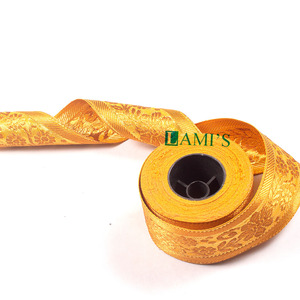 Tela bordada de lingotes de oro de alta calidad, trenzas de encaje de ancho personalizado y decoraciones uniformes con ribete de galón de hilo - Product Image 1