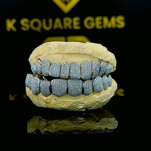 Entièrement Moissanite Round Brilliant Cut Vvs Clarity Diamond Iced Out Hip Hop Grilles personnalisées luxueuses en or blanc 14 carats - Product Image 4