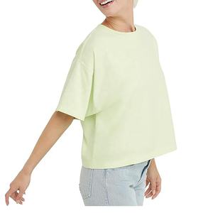 Respirant 100 coton entièrement uni t-shirts à manches courtes t-shirt femmes vêtements d'extérieur et vêtements décontractés fabricants personnalisés - Product Image 2