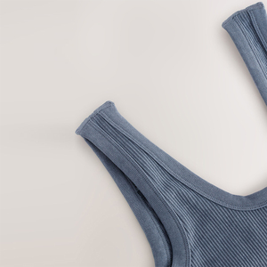 Camisetas sin mangas acanaladas para mujer al por mayor, ropa deportiva sin mangas elástica cómoda de Color Gay, camiseta sin mangas ajustada recortada - Product Image 6