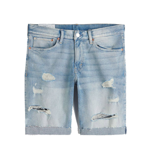 Venta al por mayor de pantalones cortos de mezclilla desgastados personalizados para todas las estaciones pantalones cortos de mezclilla con borde cortado pantalones cortos de mezclilla desgastados ropa de calle pantalones cortos de mezclilla para hombres OEM - Product Image 1