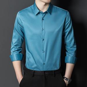 Nouveau LLU soie à manches longues hommes chemise haut de gamme affaires décontracté luxe hommes Social chemise Style blanc robe chemise vêtements - Product Image 3