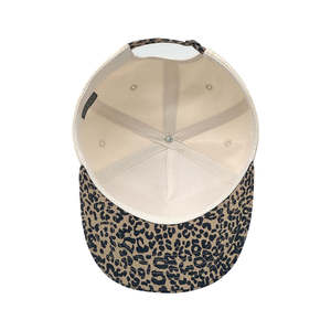 Casquettes de baseball snapback à visière personnalisée à 5 panneaux, motif camouflage léopard bicolore et feuilles, style camionneur - Product Image 2