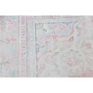 Alfombra Turca Redonda de 2.9x2.9 pies (88x88 cm), Alfombra de Lana Blanca Vintage con Diseño Floral - Product Image 5