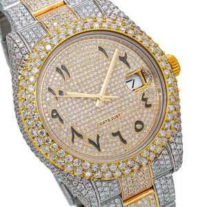 Reloj mecánico de cristal de 41mm de Hip Hop con hielo personalizado Moissanite diamante antiguo banda de acero inoxidable número arábigo moda lujosa - Product Image 2