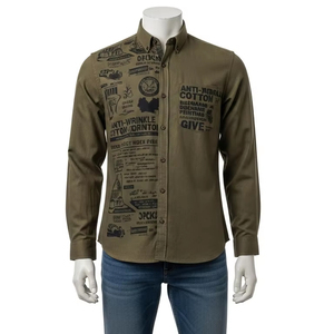 Chemise en lin et coton anti-rides pour homme, tissu doux et respirant, impression par décharge, vêtement décontracté, chemise confortable pour un usage quotidien, fournisseur - Product Image 5