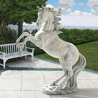 Haute qualité noir et blanc marbre pierre sculpture à la main grandeur nature cheval Sculpture Statues à vendre