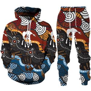 Conjunto Deportivo de Invierno para Hombre y Mujer, Sudadera con Capucha + Pantalones, 2 Piezas, Estilo Étnico Dashiki, Informal, Sudadera con Estampado Africano en 3D - Product Image 1