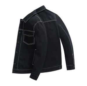 Vente en gros de vestes mode en jean à manches longues vestes en jean bleu déchiré pour hommes veste en jean personnalisée jeans pur coton prélavé - Product Image 2