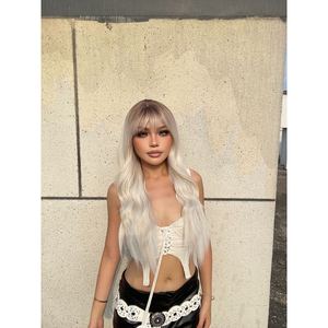 Cielo-DWY para Peluca Sintética Ondulada Rubia Ombre con Frente de Encaje Transparente, Estilo Onda de Agua de Alta Calidad con Flequillo - Product Image 5