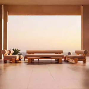 Nordic Solid Wood <b>Outdoor</b> Dining Table And Chairs Set Luxury Modular Villa Courtyard Sectional <b>Sofa</b> Waterproof Cushion Garden - Product Image 2
