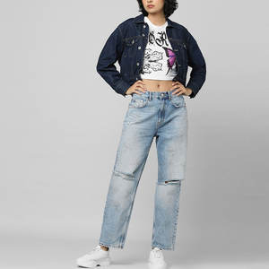 Pantalones Vaqueros Casuales para Mujer, Desgastados, Transpirables, de Frente Plano, en Varios Colores, con Tela de Lona, para la Temporada de Invierno - Product Image 5