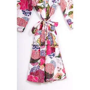 Chaqueta Kantha de Algodón 100% Puro Hecha a Mano, Estilo Vintage, para Mujer, Kimono Corto Acolchado, Ropa de Dormir para Verano - Product Image 6