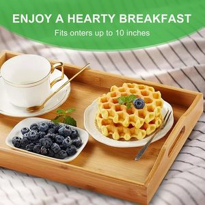 Plateau de service en bois de qualité supérieure idéal pour servir des aliments, des boissons et des collations à la maison ou lors d'événements disponibles à la vente - Product Image 3