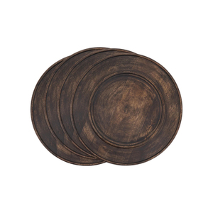 Platos de cargador de cena de diseño antiguo de madera maciza personalizados OEM, cuencos redondos para fiestas de bodas, exportadores indios disponibles - Product Image 1