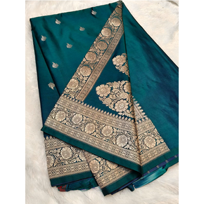 Magnifique Saree Traditionnel Banarasi Mashru en Chiffon Pur, Tissu Doux et Lisse, Couleurs Vibrantes, Protection Solaire, Séchage Rapide, Idéal pour les Fêtes - Product Image 3