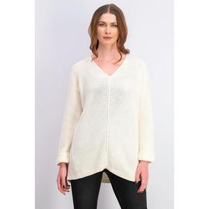 Maglione Casual da Donna Charter Club in Cotone Testurizzato con Scollo a V, Traspirante, Moda Autunno/Inverno, Applicazioni Vaniglia, Taglia Large - Product Image 1