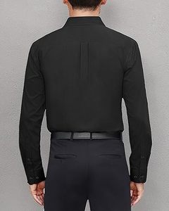 เสื้อเชิ้ตผู้ชายสีดำคุณภาพสูง ผ้าฝ้าย 100% ระบายอากาศได้ดี เป็นมิตรกับสิ่งแวดล้อม แห้งเร็ว ทรงเข้ารูป มีทุกขนาด - Product Image 5