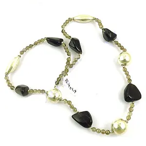 Collar de Piedras Preciosas con Cuentas de Ónix y Perlas Religiosas de Moda para Mujer, Cadenas de Hilo Chapadas en Oro y Rodio, Regalo - Product Image 2