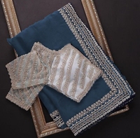 2024 nouveau concepteur tendance lourd Georgette Saree pour dames Look riche fantaisie fête porter moderne indien ethnique tenue pour mariage