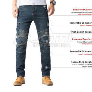 กางเกงยีนส์ขี่มอเตอร์ไซด์สำหรับผู้ชายกางเกงยีนส์ขี่มอเตอร์ไซด์สำหรับผู้ชายดีไซน์ใหม่ล่าสุดออกแบบได้ตามต้องการ - Product Image 2