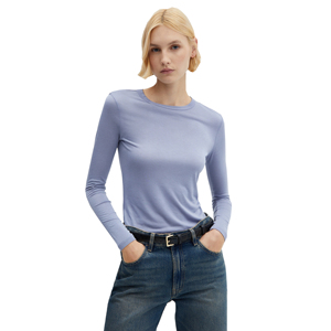 เสื้อยืด100% สไตล์ลำลองสำหรับผู้หญิงใส่ในฤดูร้อนเสื้อยืดผ้าฝ้ายแห้งเร็วระบายอากาศได้ดีแขนยาวเต็มโลโก้ด้านหน้าแบบเรียบ - Product Image 2