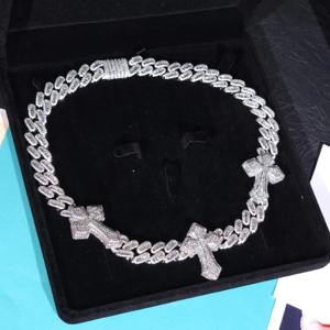 Baguette Cut Moissanite Diamond Iced Out Hip Hop Cuban Link Chain In 925 <b>Silver</b> Bling <b>Choker</b> Pendant <b>Necklace</b> At Low Price - Product Image 1