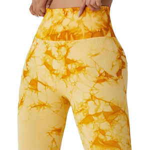 Vente en gros de leggings de yoga teintés à carreaux taille haute vêtements de sport vêtements de sport pour retarder - Product Image 2