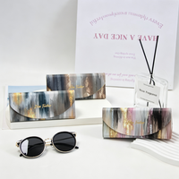 Étui rigide pliable pour lunettes, boîte à lunettes imprimée motif abstrait, support de rangement portable pour lunettes, logo personnalisé, vente en gros