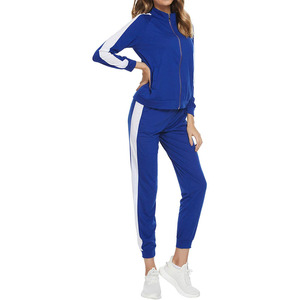 Ensemble de survêtement deux pièces, veste zippée / col montant et pantalon de jogging assorti, mélange de coton doux et de polyester pour un confort respirant - Product Image 5