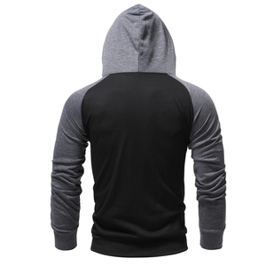 ผู้ชายสีการจับคู่แขน Raglan เชือกรูดซิปเสื้อกันหนาวหมวกผ้าฝ้าย 100% กรดล้างฝรั่งเศสเทอร์รี่สีบล็อก Hoodies - Product Image 3