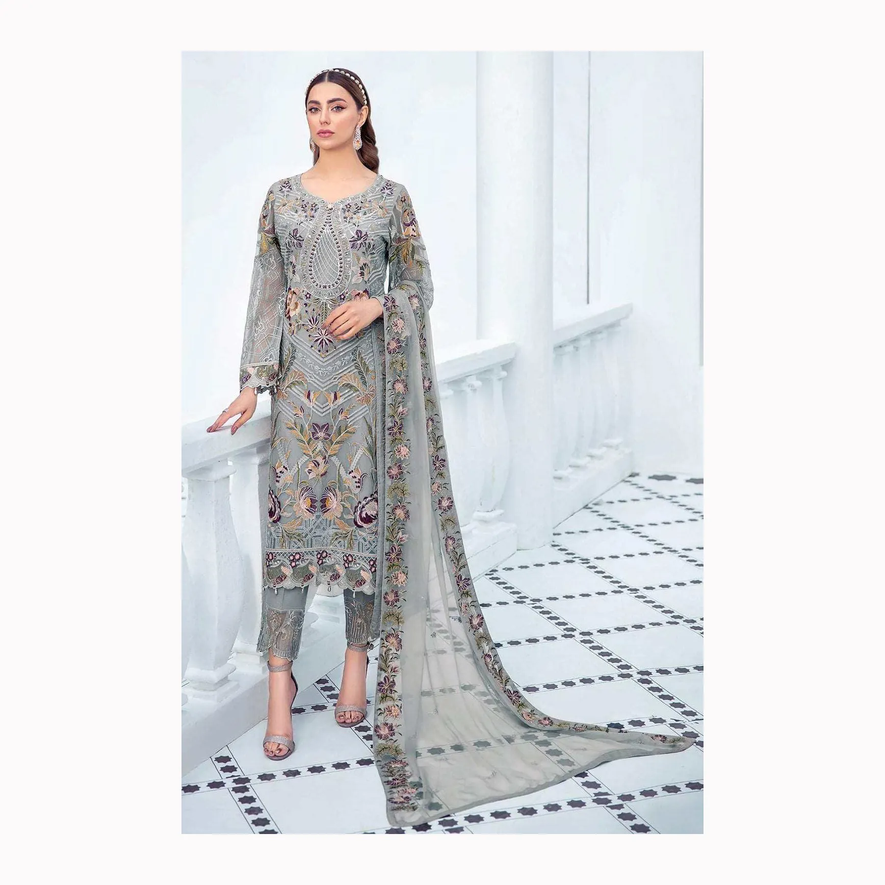 새로운 디자인 컬러 웨딩 드레스 하이 퀄리티 파키스탄 웨딩 원피스 신부 가운 드레스