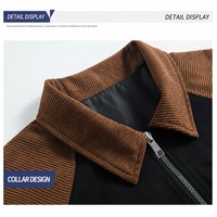 Chaqueta Bomber Colorblock para Hombre, con Cierre, Cuello Solapa, Dos Tonos Negro y Marrón, Ligera e Informal para Otoño