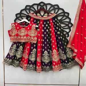 Último diseñador Heavy Faux Gergette bordado secuencia trabajo Lehenga Choli por Fab Zone - Product Image 4