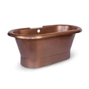 Vente en gros de baignoires martelées à surface solide et de bains à remous en cuivre pur de taille personnalisée avec forme personnalisée pour salle de bain - Product Image 3