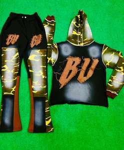 Survêtements à capuche imprimés en coton 100% de haute qualité pour hommes, logo personnalisé, vêtements de sport décontractés, respirants, séchage rapide, hiver - Product Image 1