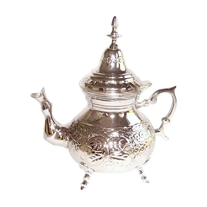 Premium Zilver Afgewerkt Luxe Dagelijks Gebruik Waterkoker Hoogwaardige Afwerking Thee Koffiesets Cadeau Set Bruiloft Arabische Turkse Dallah