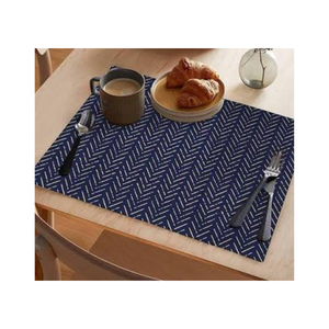 Minimalist Geometric Pattern 32x45cm Soft Texture OEKO TEX Certified Placemat Blue Textile Square Reusable Woven Home Use - Product Image 3